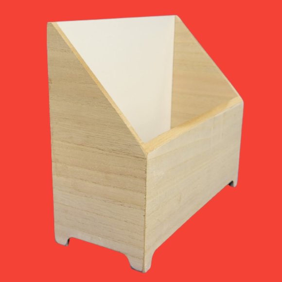 Wooden Desktop Tabletop Book Caddy w/ Natural Finish 10" x 4" & 8.5" Back Height - Picture 2 of 2